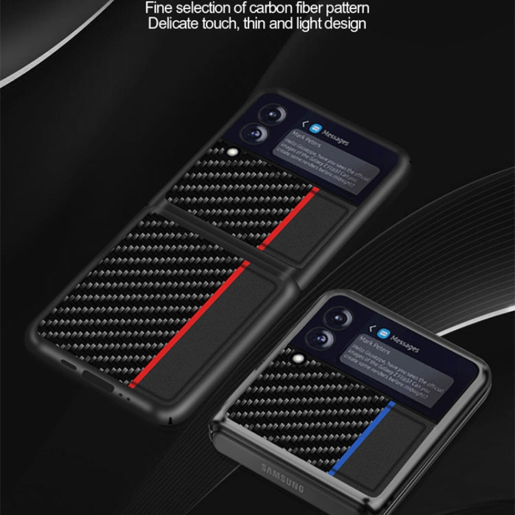 Carbon Fiber Texture Shockproof Splicing Leather Case, For Samsung Galaxy Z Flip3 5G