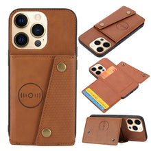 Load image into Gallery viewer, Double Buckle PU + TPU Shockproof Magnetic Protective Case with Card Slot &amp; Holder, For iPhone 13 mini, For iPhone 13, For iPhone 13 Pro, For iPhone 13 Pro Max