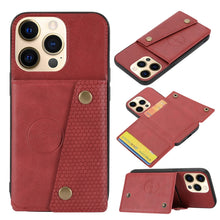 Load image into Gallery viewer, Double Buckle PU + TPU Shockproof Magnetic Protective Case with Card Slot &amp; Holder, For iPhone 13 mini, For iPhone 13, For iPhone 13 Pro, For iPhone 13 Pro Max