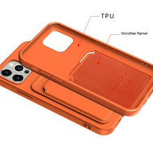 Load image into Gallery viewer, TPU + Flannel Lining Shockproof Case with Card Slots, For iPhone 13 mini, For iPhone 13, For iPhone 13 Pro