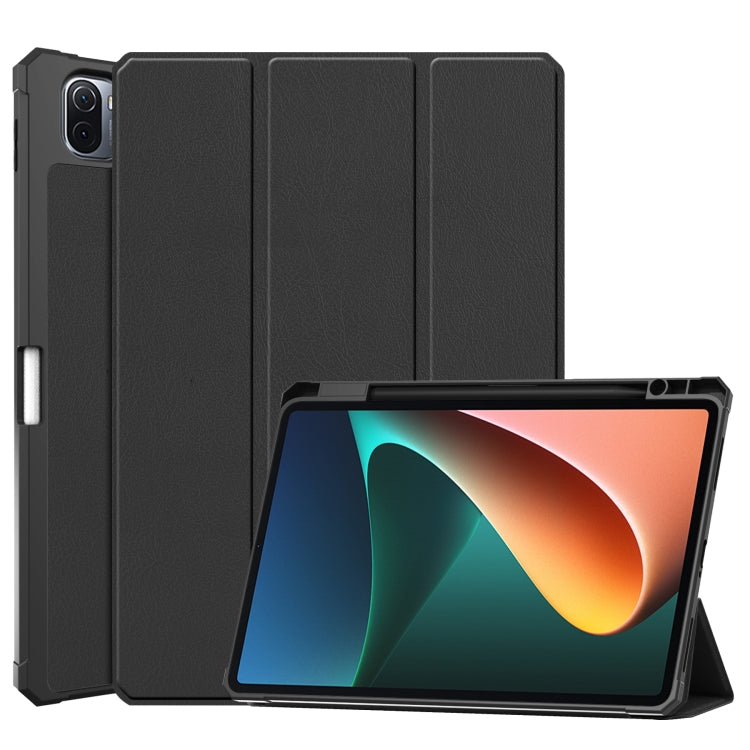 Custer Texture Horizontal Flip Leather Case with Three-folding Holder & Sleep / Wake-up Function, For Xiaomi Pad 5 / 5 Pro