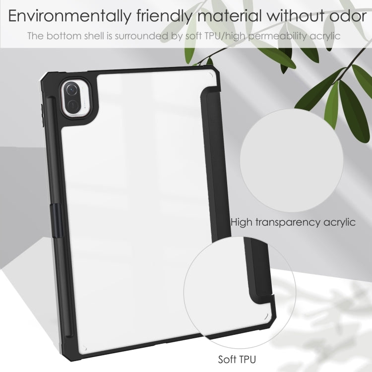 Three-fold Transparent TPU Horizontal Flip Leather Case with Pen Slot & Three-fold Holder & Sleep / Wake-up Function, For Xiaomi Pad 5 / 5 Pro, For Huawei MatePad 11 2021