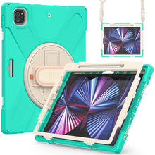 Load image into Gallery viewer, Rotatable Holder Silicone Hybrid PC Tablet Case with Shoulder Strap, For iPad Pro 12.9 2022 / 2021