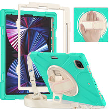 Load image into Gallery viewer, Rotatable Holder Silicone Hybrid PC Tablet Case with Shoulder Strap, For iPad Pro 12.9 2022 / 2021