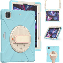 Load image into Gallery viewer, Rotatable Holder Silicone Hybrid PC Tablet Case with Shoulder Strap, For iPad Pro 12.9 2022 / 2021