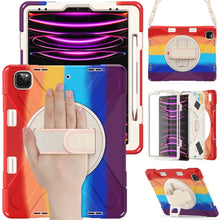 Load image into Gallery viewer, Rotatable Holder Silicone Hybrid PC Tablet Case with Shoulder Strap, For iPad Pro 12.9 2022 / 2021