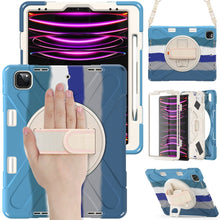 Load image into Gallery viewer, Rotatable Holder Silicone Hybrid PC Tablet Case with Shoulder Strap, For iPad Pro 12.9 2022 / 2021