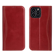 Load image into Gallery viewer, Genuine Leather Horizontal Flip Leather Case with Holder &amp; Card Slots &amp; Wallet, For iPhone 13 mini, For iPhone 13, For iPhone 13 Pro, For iPhone 13 Pro Max