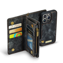 Load image into Gallery viewer, CaseMe-008 Detachable Multifunctional Horizontal Flip Leather Case with Card Slot &amp; Holder &amp; Zipper Wallet &amp; Photo Frame, For iPhone 13 Pro Max, For iPhone 13 Pro, For iPhone 13 mini, For iPhone 13