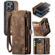 Load image into Gallery viewer, CaseMe-008 Detachable Multifunctional Horizontal Flip Leather Case with Card Slot &amp; Holder &amp; Zipper Wallet &amp; Photo Frame, For iPhone 13 Pro Max, For iPhone 13 Pro, For iPhone 13 mini, For iPhone 13