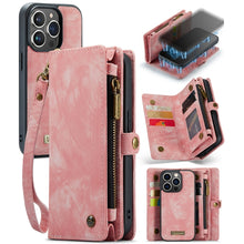 Load image into Gallery viewer, CaseMe-008 Detachable Multifunctional Horizontal Flip Leather Case with Card Slot &amp; Holder &amp; Zipper Wallet &amp; Photo Frame, For iPhone 13 Pro Max, For iPhone 13 Pro, For iPhone 13 mini, For iPhone 13