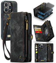 Load image into Gallery viewer, CaseMe-008 Detachable Multifunctional Horizontal Flip Leather Case with Card Slot &amp; Holder &amp; Zipper Wallet &amp; Photo Frame, For iPhone 13 Pro Max, For iPhone 13 Pro, For iPhone 13 mini, For iPhone 13