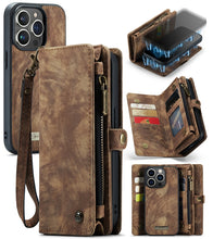 Load image into Gallery viewer, CaseMe-008 Detachable Multifunctional Horizontal Flip Leather Case with Card Slot &amp; Holder &amp; Zipper Wallet &amp; Photo Frame, For iPhone 13 Pro Max, For iPhone 13 Pro, For iPhone 13 mini, For iPhone 13