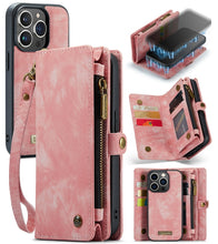 Load image into Gallery viewer, CaseMe-008 Detachable Multifunctional Horizontal Flip Leather Case with Card Slot &amp; Holder &amp; Zipper Wallet &amp; Photo Frame, For iPhone 13 Pro Max, For iPhone 13 Pro, For iPhone 13 mini, For iPhone 13