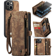 Load image into Gallery viewer, CaseMe-008 Detachable Multifunctional Horizontal Flip Leather Case with Card Slot &amp; Holder &amp; Zipper Wallet &amp; Photo Frame, For iPhone 13 Pro Max, For iPhone 13 Pro, For iPhone 13 mini, For iPhone 13