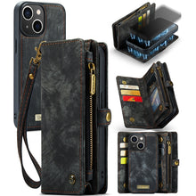 Load image into Gallery viewer, CaseMe-008 Detachable Multifunctional Horizontal Flip Leather Case with Card Slot &amp; Holder &amp; Zipper Wallet &amp; Photo Frame, For iPhone 13 Pro Max, For iPhone 13 Pro, For iPhone 13 mini, For iPhone 13