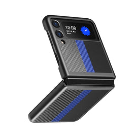Carbon Fiber Texture Contrast Color Four Corners All Inclusive Leather Case, For Samsung Galaxy Z Fold2 5G, For Samsung Galaxy Z Flip3 5G