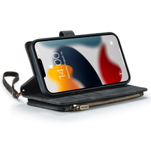 Load image into Gallery viewer, CaseMe-C30 PU + TPU Multifunctional Horizontal Flip Leather Case with Holder &amp; Card Slot &amp; Wallet &amp; Zipper Pocket, For iPhone 13 Pro Max, For iPhone 13 Pro, For iPhone 13, For iPhone 13 mini