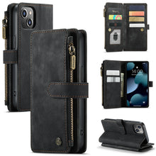 Load image into Gallery viewer, CaseMe-C30 PU + TPU Multifunctional Horizontal Flip Leather Case with Holder &amp; Card Slot &amp; Wallet &amp; Zipper Pocket, For iPhone 13 Pro Max, For iPhone 13 Pro, For iPhone 13, For iPhone 13 mini