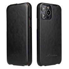 Load image into Gallery viewer, Fierre Shann Retro Oil Wax Texture Vertical Flip PU Leather Case, For iPhone 13 Pro Max, For iPhone 13 Pro, For iPhone 13, For iPhone 13 mini