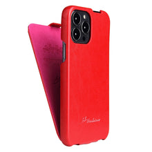 Load image into Gallery viewer, Fierre Shann Retro Oil Wax Texture Vertical Flip PU Leather Case, For iPhone 13 Pro Max, For iPhone 13 Pro, For iPhone 13, For iPhone 13 mini