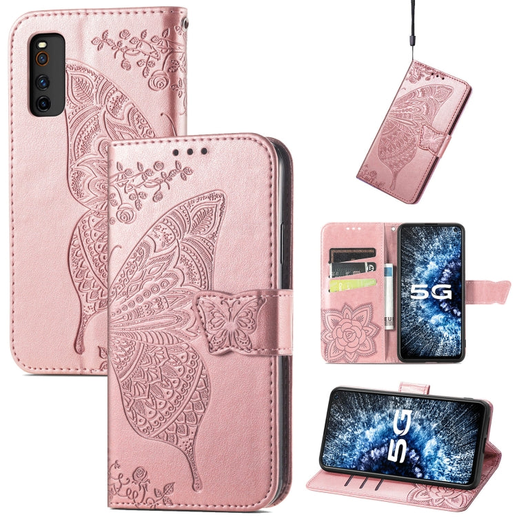 Butterfly Love Flowers Embossed Horizontal Flip Leather Case with Holder & Card Slots & Wallet & Lanyard, For Infinix Note 8, For Infinix Note 10, For vivo IQOO Neo 3, For LG Velvet 2 Pro, For Motorola Edge 20 Pro, For OPPO Reno 6Z