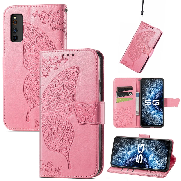 Butterfly Love Flowers Embossed Horizontal Flip Leather Case with Holder & Card Slots & Wallet & Lanyard, For Infinix Note 8, For Infinix Note 10, For vivo IQOO Neo 3, For LG Velvet 2 Pro, For Motorola Edge 20 Pro, For OPPO Reno 6Z