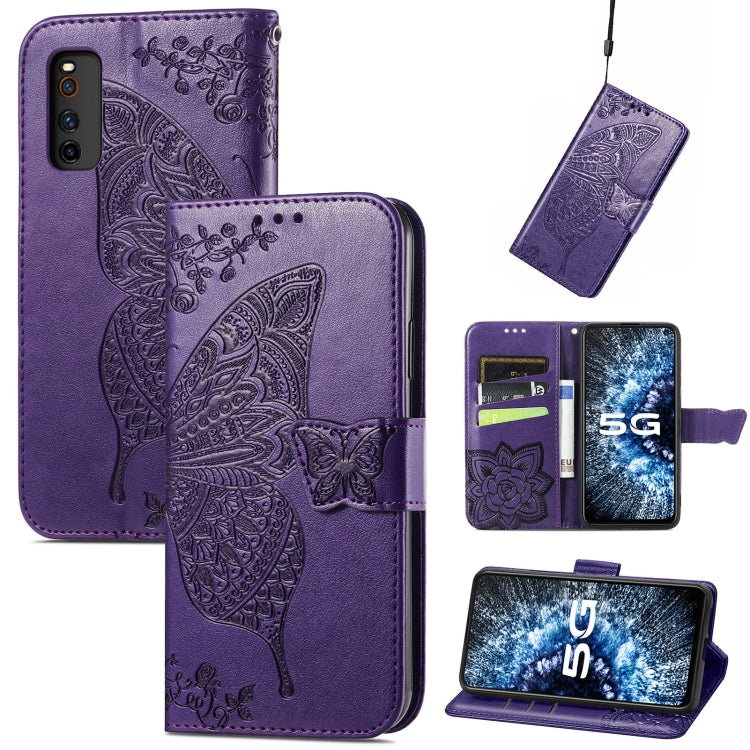 Butterfly Love Flowers Embossed Horizontal Flip Leather Case with Holder & Card Slots & Wallet & Lanyard, For Infinix Note 8, For Infinix Note 10, For vivo IQOO Neo 3, For LG Velvet 2 Pro, For Motorola Edge 20 Pro, For OPPO Reno 6Z