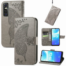Load image into Gallery viewer, Butterfly Love Flowers Embossed Horizontal Flip Leather Case with Holder &amp; Card Slots &amp; Wallet &amp; Lanyard, For OPPO Realme C20, For vivo S7e, For vivo S10 / S10 Pro, For vivo V20 2021, For Wiko Y61, For Xiaomi Redmi 10