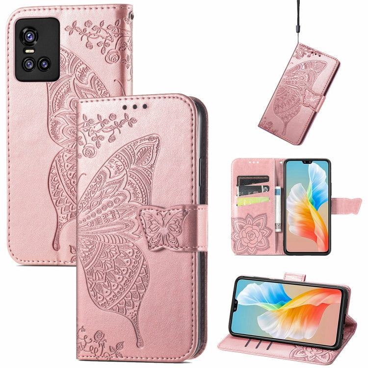 Butterfly Love Flowers Embossed Horizontal Flip Leather Case with Holder & Card Slots & Wallet & Lanyard, For OPPO Realme C20, For vivo S7e, For vivo S10 / S10 Pro, For vivo V20 2021, For Wiko Y61, For Xiaomi Redmi 10