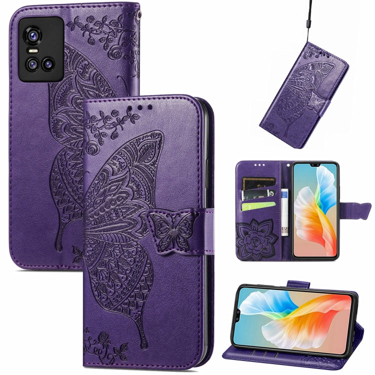 Butterfly Love Flowers Embossed Horizontal Flip Leather Case with Holder & Card Slots & Wallet & Lanyard, For OPPO Realme C20, For vivo S7e, For vivo S10 / S10 Pro, For vivo V20 2021, For Wiko Y61, For Xiaomi Redmi 10