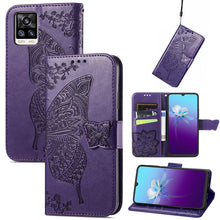 Load image into Gallery viewer, Butterfly Love Flowers Embossed Horizontal Flip Leather Case with Holder &amp; Card Slots &amp; Wallet &amp; Lanyard, For OPPO Realme C20, For vivo S7e, For vivo S10 / S10 Pro, For vivo V20 2021, For Wiko Y61, For Xiaomi Redmi 10
