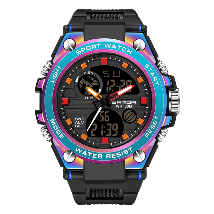 SANDA Dual Digital Display Luminous Stopwatch Chronograph Alarm Clock Men Quartz Sports Watch