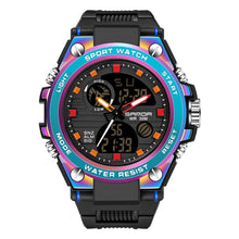Load image into Gallery viewer, SANDA Dual Digital Display Luminous Stopwatch Chronograph Alarm Clock Men Quartz Sports Watch