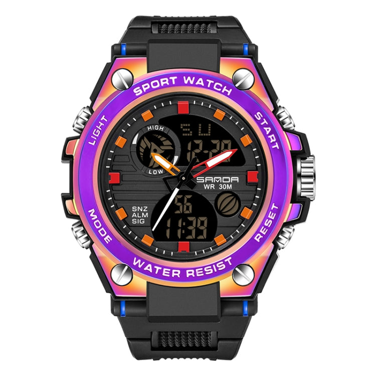SANDA Dual Digital Display Luminous Stopwatch Chronograph Alarm Clock Men Quartz Sports Watch