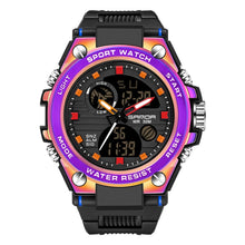 Load image into Gallery viewer, SANDA Dual Digital Display Luminous Stopwatch Chronograph Alarm Clock Men Quartz Sports Watch