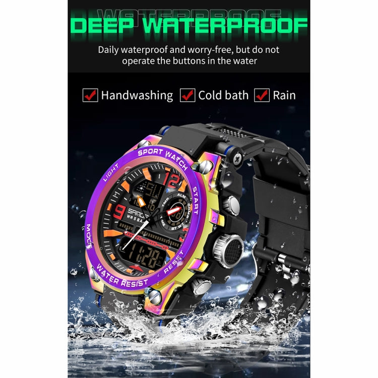 SANDA Dual Digital Display Luminous Stopwatch Chronograph Alarm Clock Men Quartz Sports Watch