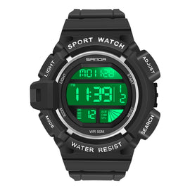 SANDA 2106 LED Digital Display Luminous Alarm Clock Men Outdoor Sports Electronic Watch
