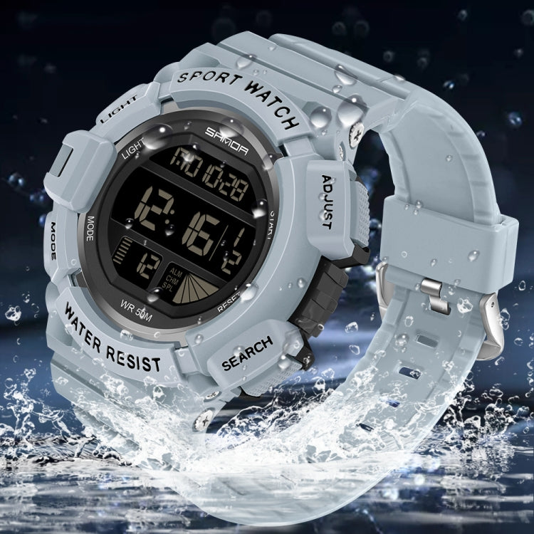 SANDA 2106 LED Digital Display Luminous Alarm Clock Men Outdoor Sports Electronic Watch