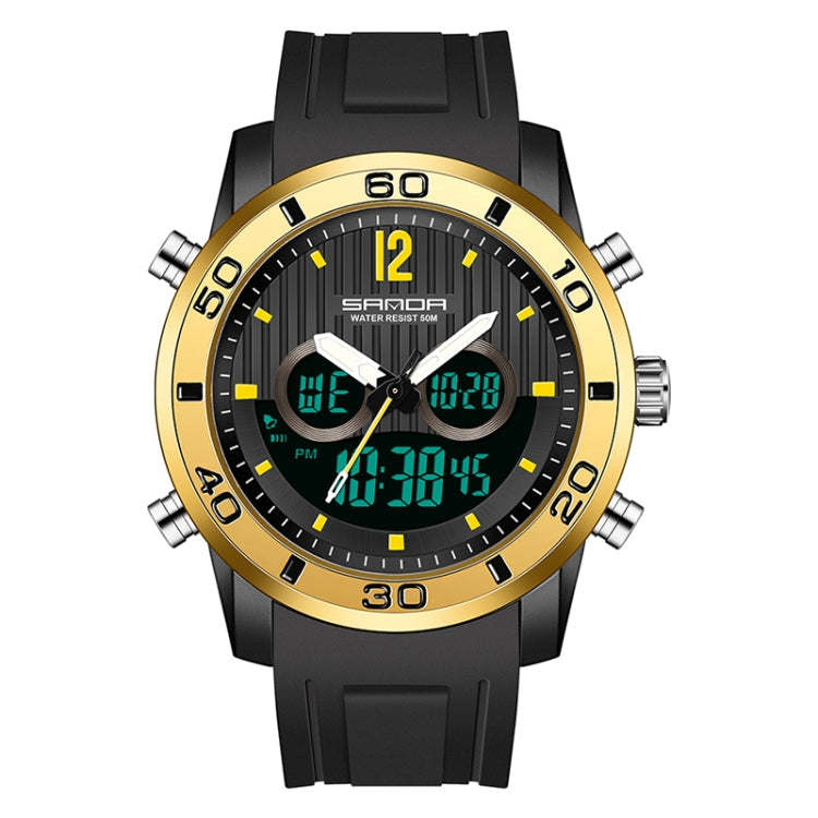 SANDA 3106 Dual Digital Display Men Outdoor Sports Luminous Shockproof Electronic Watch
