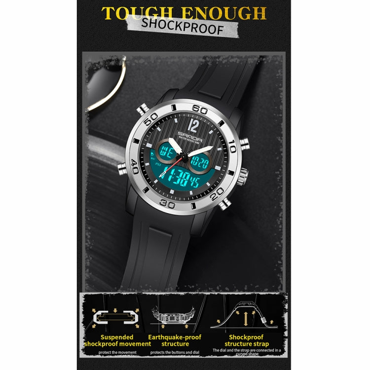 SANDA 3106 Dual Digital Display Men Outdoor Sports Luminous Shockproof Electronic Watch