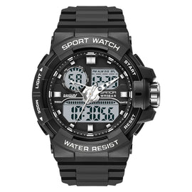 SANDA 6025 Dual Time Digital Display Luminous Calendar Waterproof Multifunctional Men Sports Quartz Watch