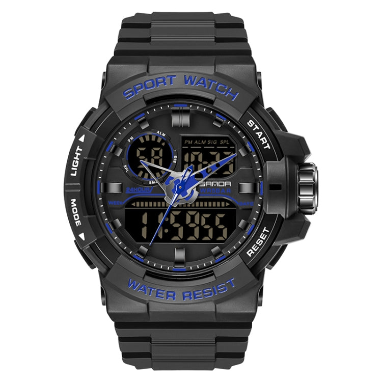 SANDA 6025 Dual Time Digital Display Luminous Calendar Waterproof Multifunctional Men Sports Quartz Watch
