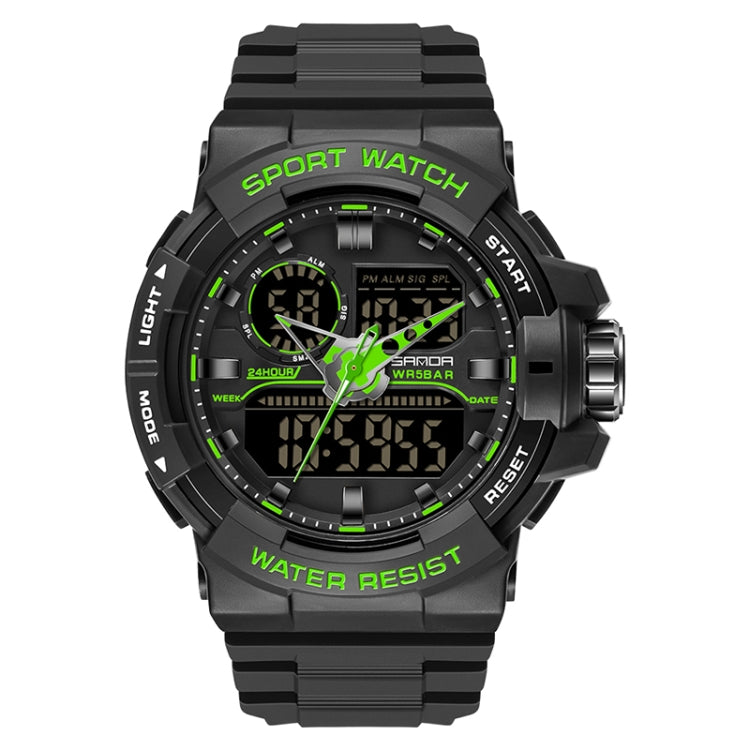 SANDA 6025 Dual Time Digital Display Luminous Calendar Waterproof Multifunctional Men Sports Quartz Watch
