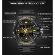 Load image into Gallery viewer, SANDA 6025 Dual Time Digital Display Luminous Calendar Waterproof Multifunctional Men Sports Quartz Watch