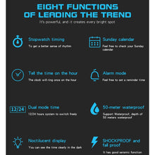 Load image into Gallery viewer, SANDA 6071 Three-split Screen LED Digital Display Luminous Stopwatch Timing Multifunctional Men Sports Electronic Watch