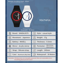 Load image into Gallery viewer, SANDA 6076 Simple Scale Round Dial Ladies Silicone Strap Quartz Watch