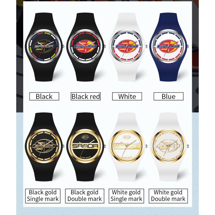 SANDA 6077 Simple Icon Round Dial Ladies Silicone Strap Quartz Watch