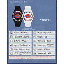 Load image into Gallery viewer, SANDA 6077 Simple Icon Round Dial Ladies Silicone Strap Quartz Watch