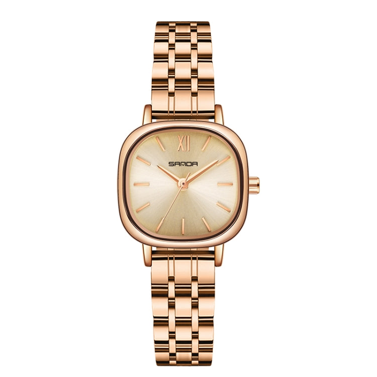 SANDA P1098 Simple Bar Scale Oval Dial Quartz Watch for Women